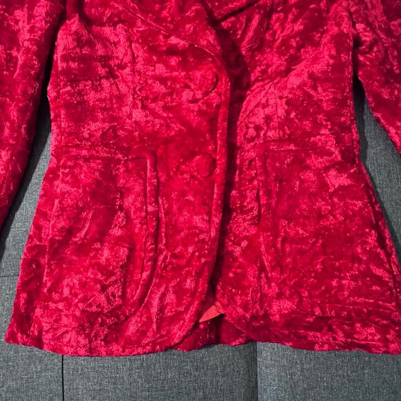 Vintage Crushed Velvet Blazer Women Small*‎ Red Whimsigoth Fairy Goth Steampunk - Picture 9 of 9